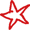 Red star sketch on black background