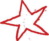 Red outline of a star with five points