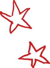 Two red outlined star shapes, one at the top and one near the bottom.