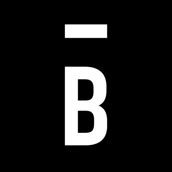 Black background with a white capital letter 'B' and a small horizontal white line above it.