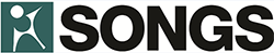 Logo of SONGS, featuring a green and white design with a stylized person reading a book.