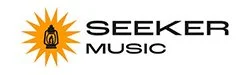 Seeker Music logo featuring a black and orange sunburst design and text.