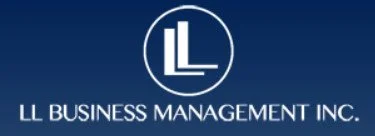 LL Business Management Inc. logo with a large stylized 'L' inside a circle on a dark blue background