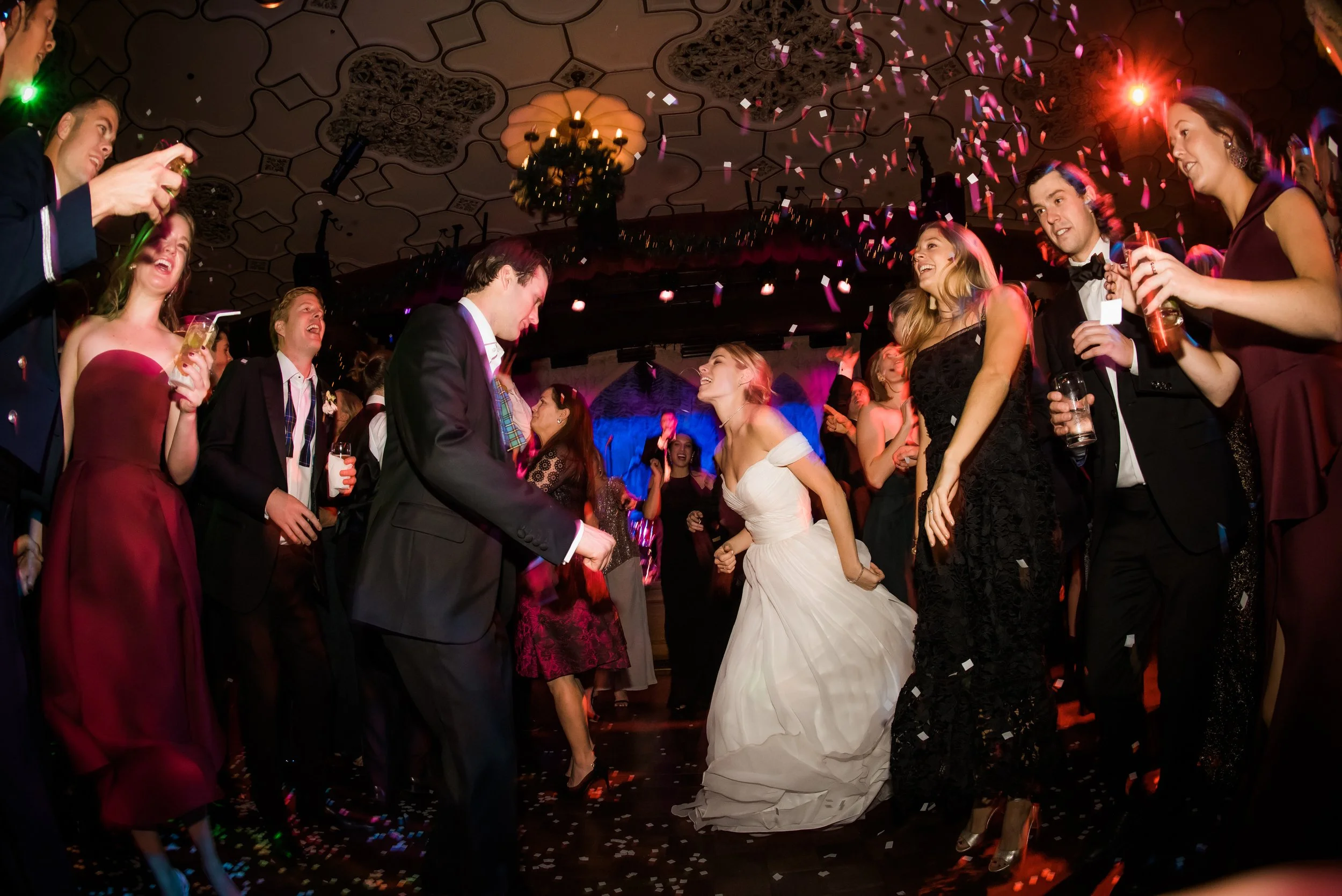bride and groom dancing