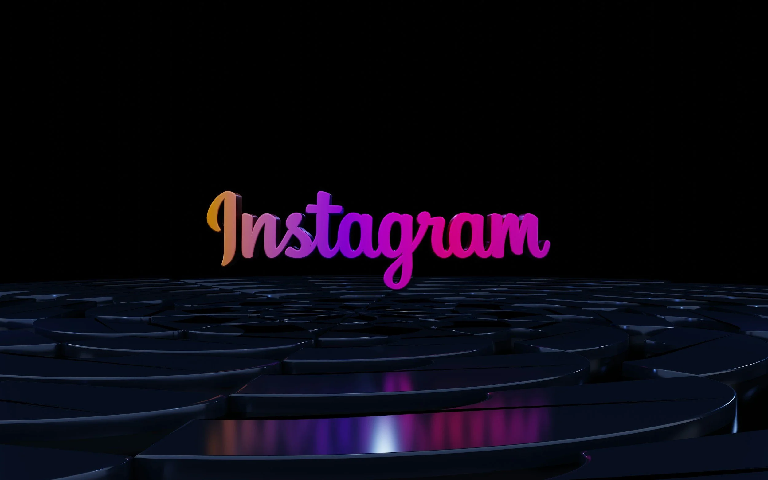 Neon sign displaying the Instagram logo on a dark background.