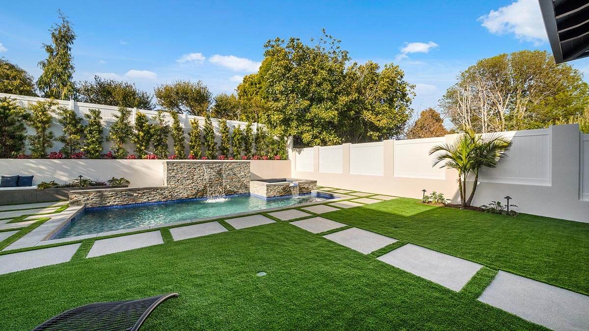 Pool View Modern luxury estate custom home in Los Angeles built by AY Builders with premium materials and architectural detailing