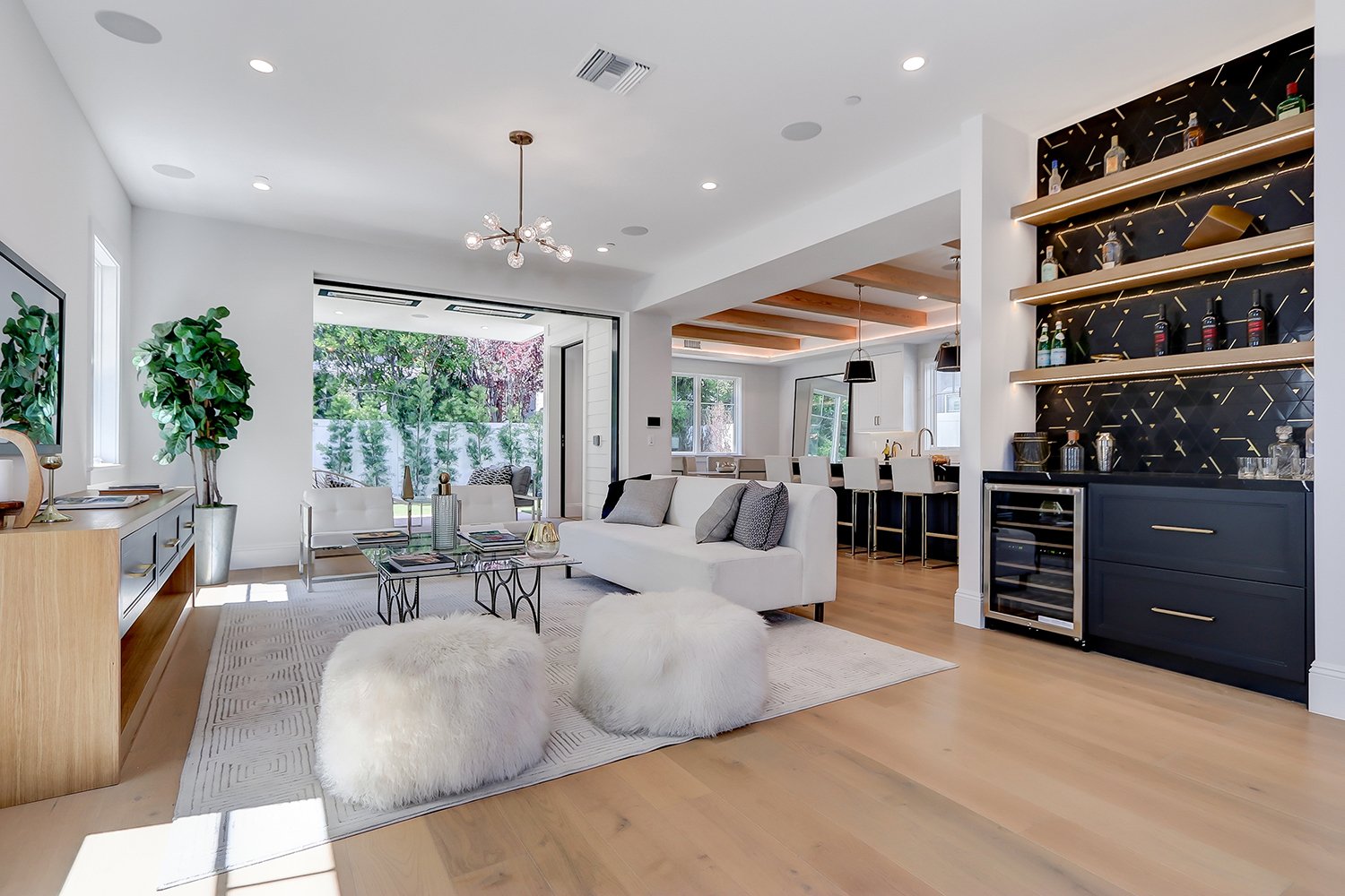 Luxury Open Concept Living Room in Pacific Palisades Done by AY Builders with Custom Finish Work