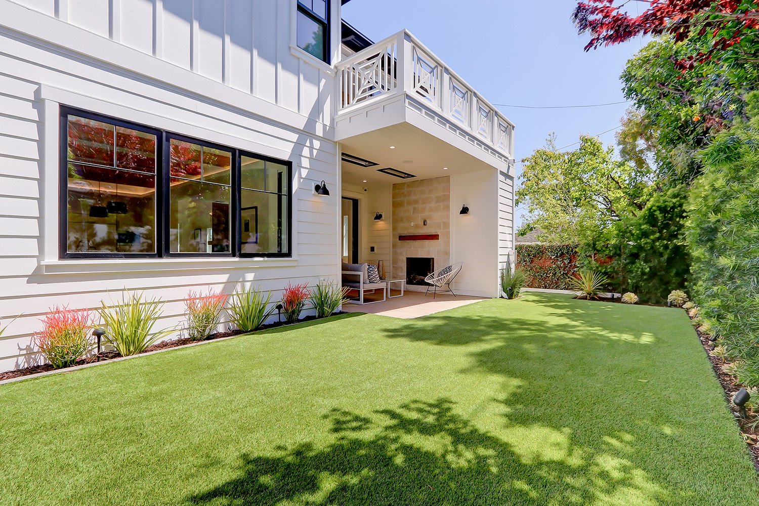 Side Patio of Modern luxury estate custom home in Hidden Hills built by AY Builders with premium materials and architectural detailing