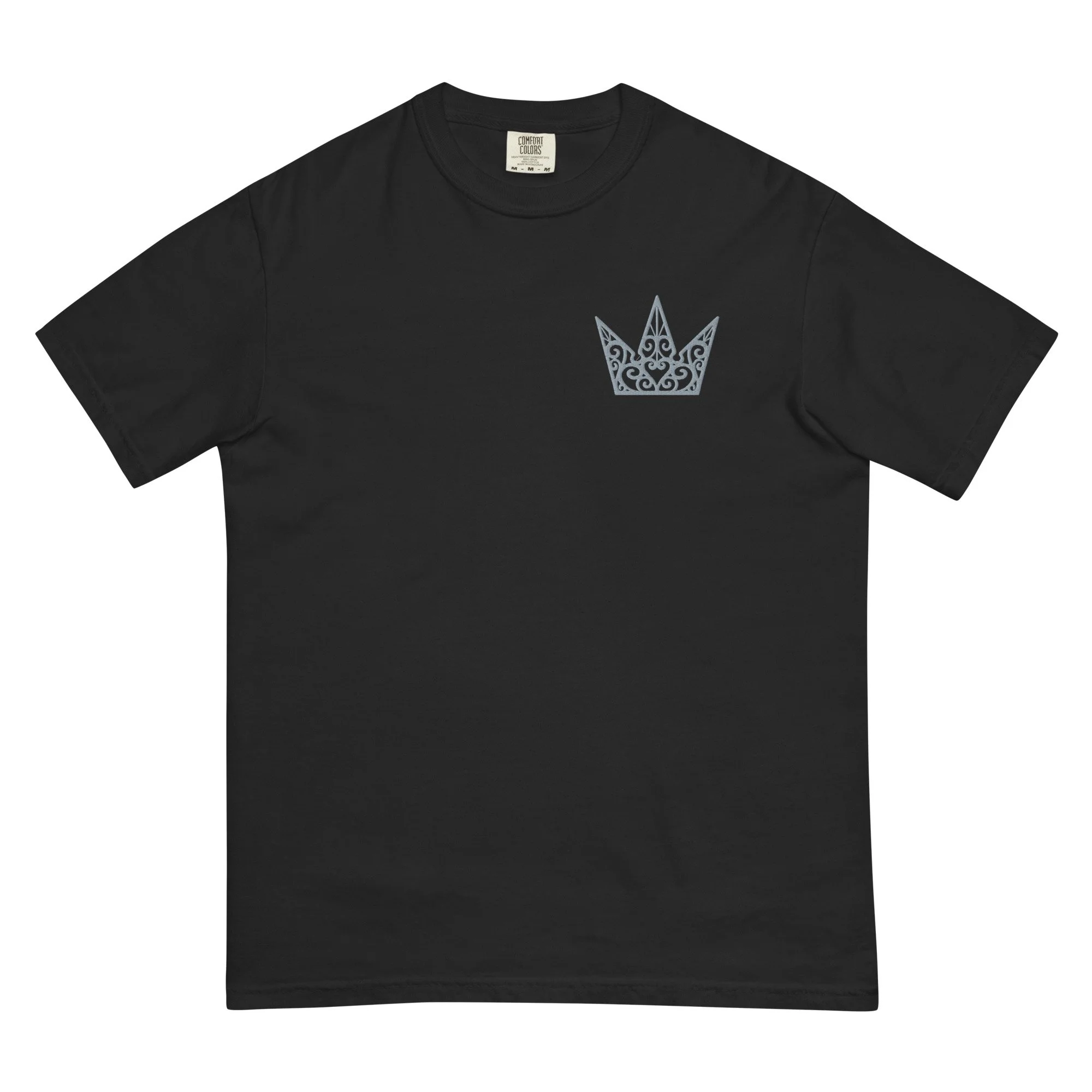 Silver thread Embroidered Crown TShirt Unisex garment-dyed heavyweight t-shirt