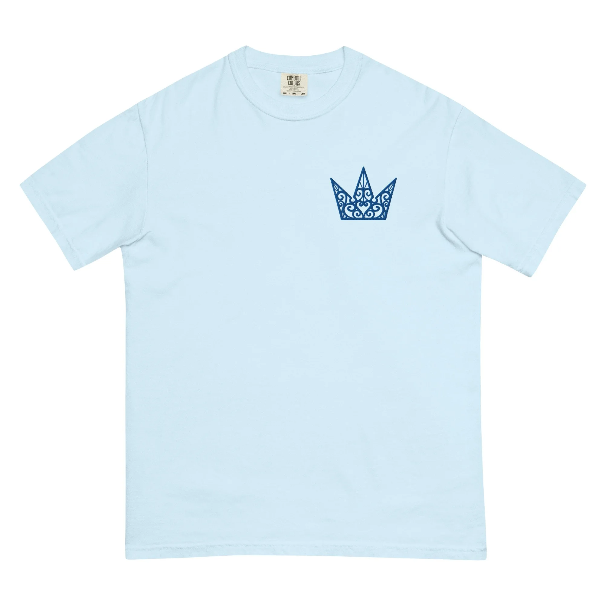 Blue Thread Embroidered Crown Tshirt Unisex garment-dyed heavyweight t-shirt