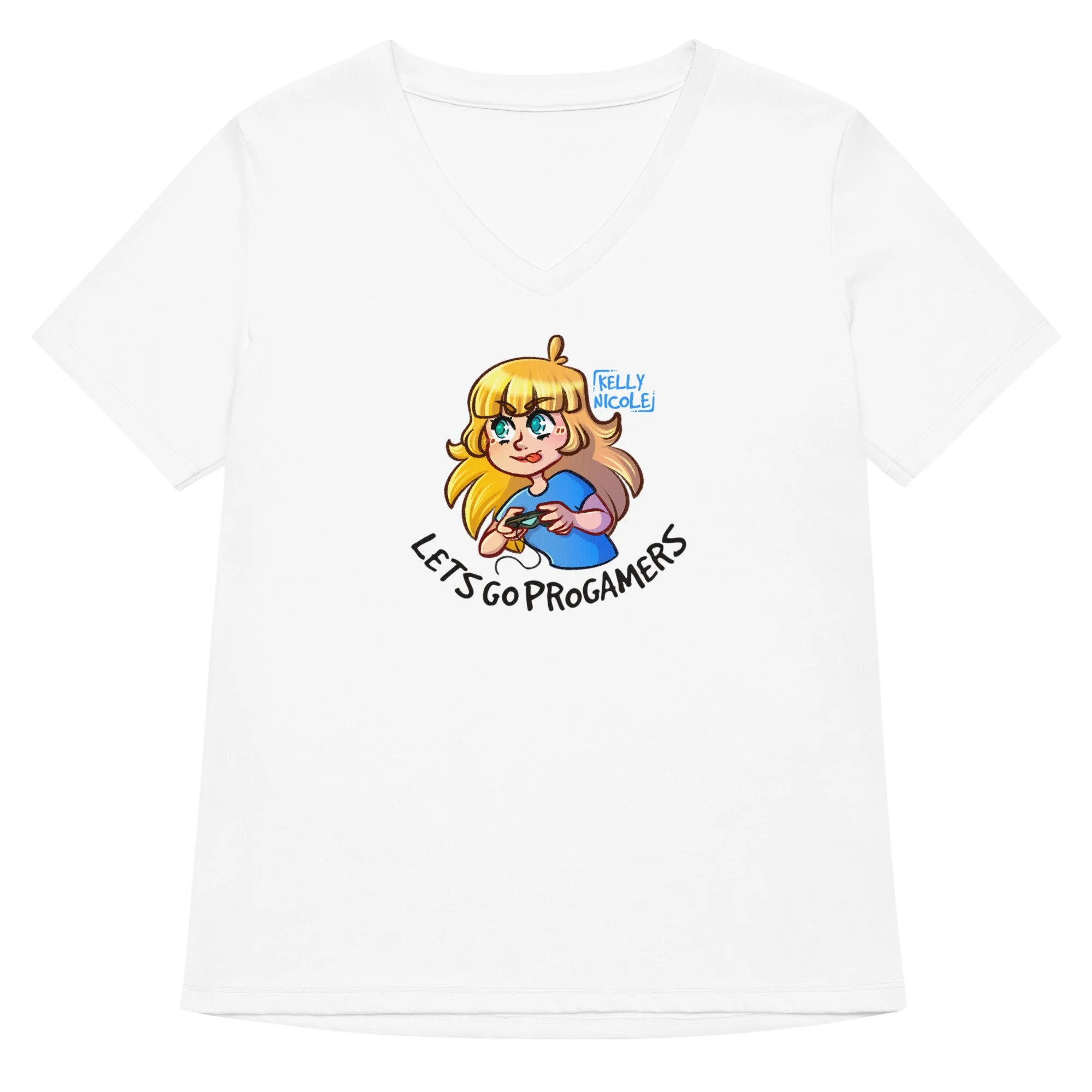 Let's Go Pro-Gamers Kelly Nicole relaxed v-neck t-shirt