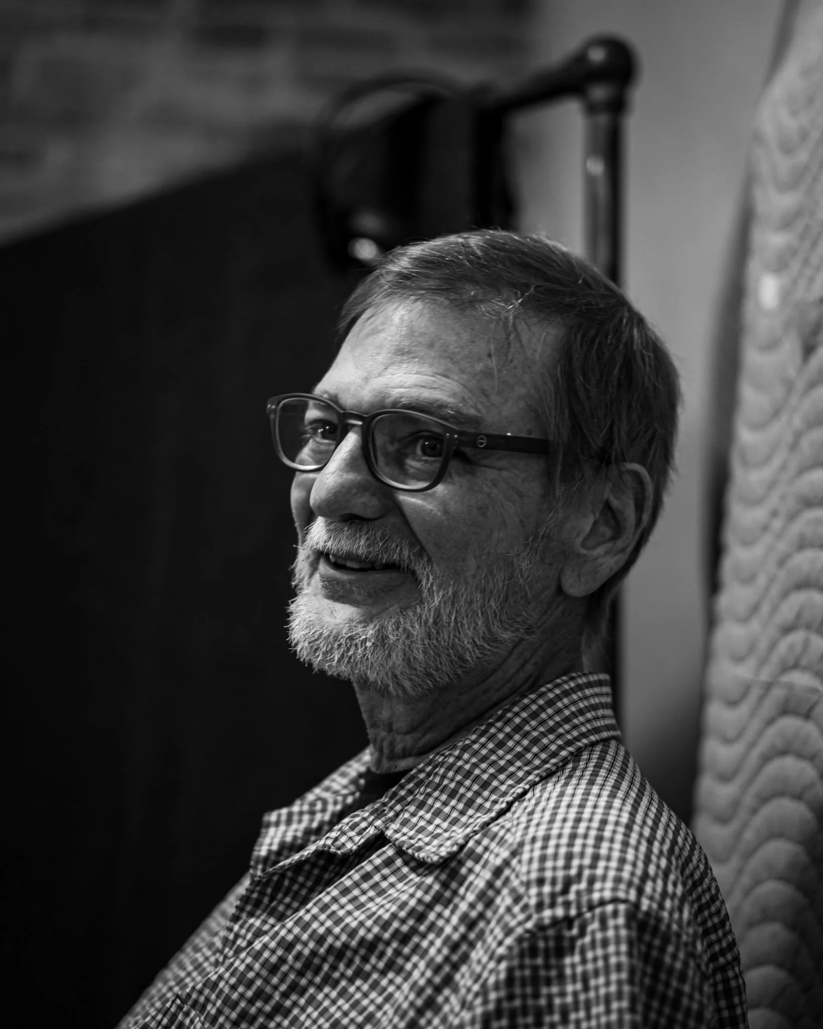 John Rapson smiling at the Esteban recording session