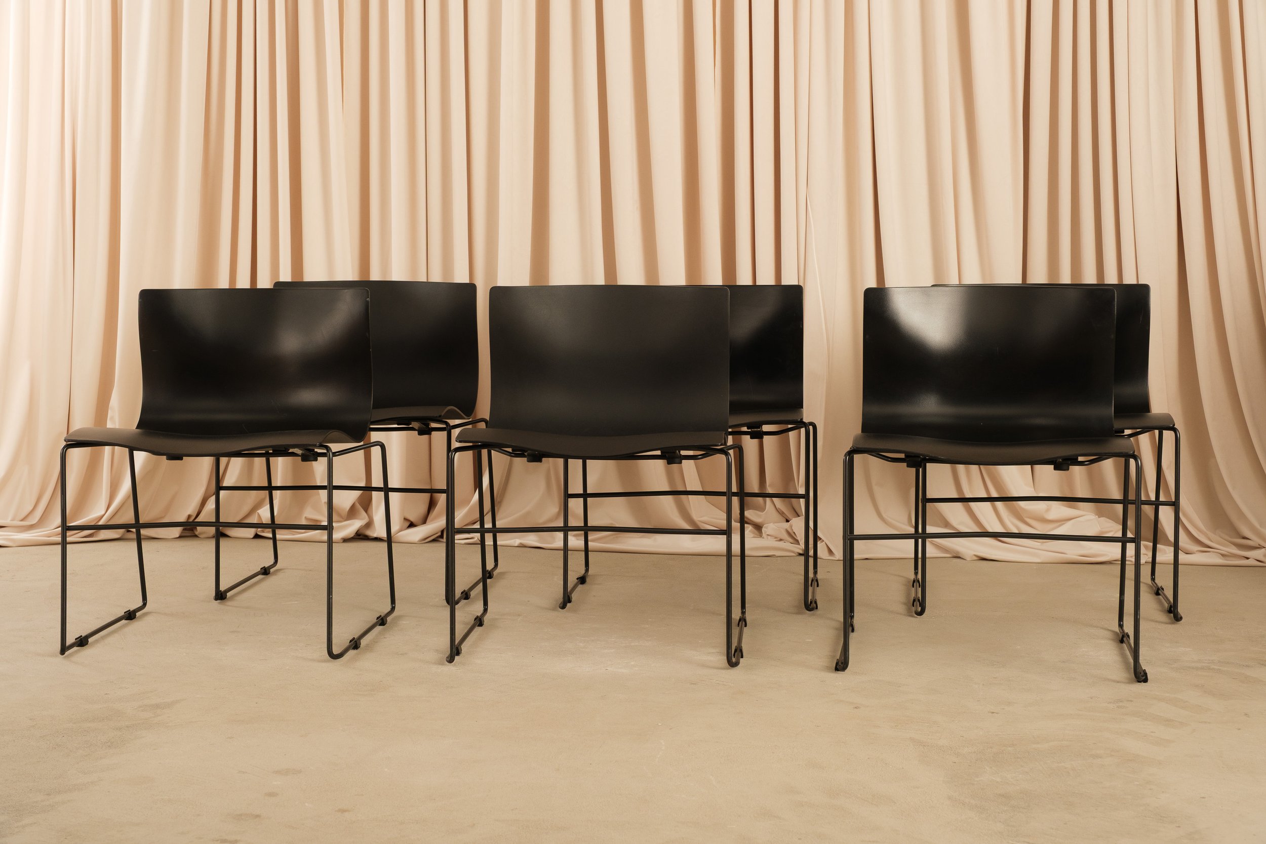 Vintage Handkerchief Stacking Dining Chairs by Lella & Massimo Vignelli for Knoll, Set of 6