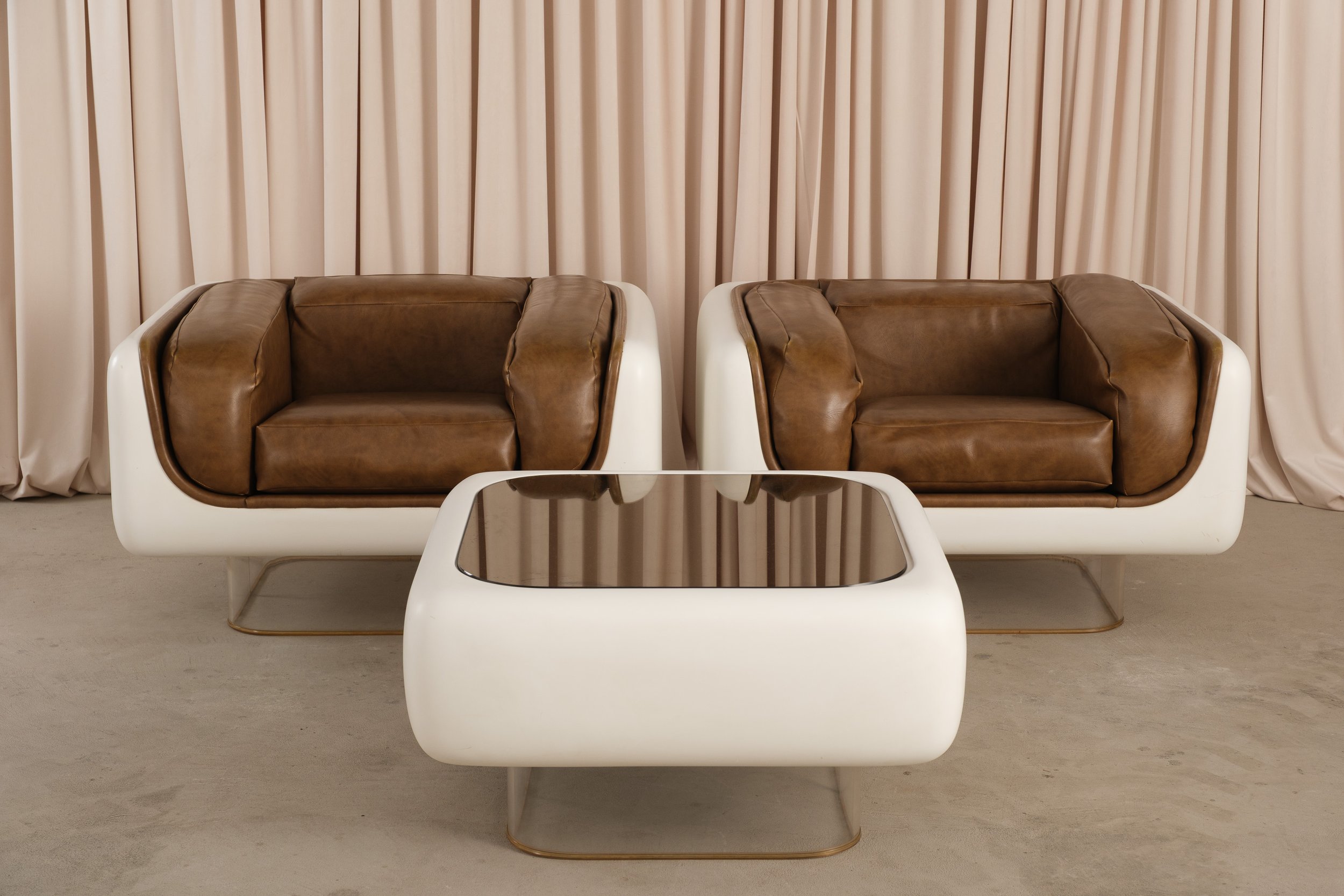 Vintage William Andrus for Steelcase Soft Seating Lounge Chairs & Coffee Table