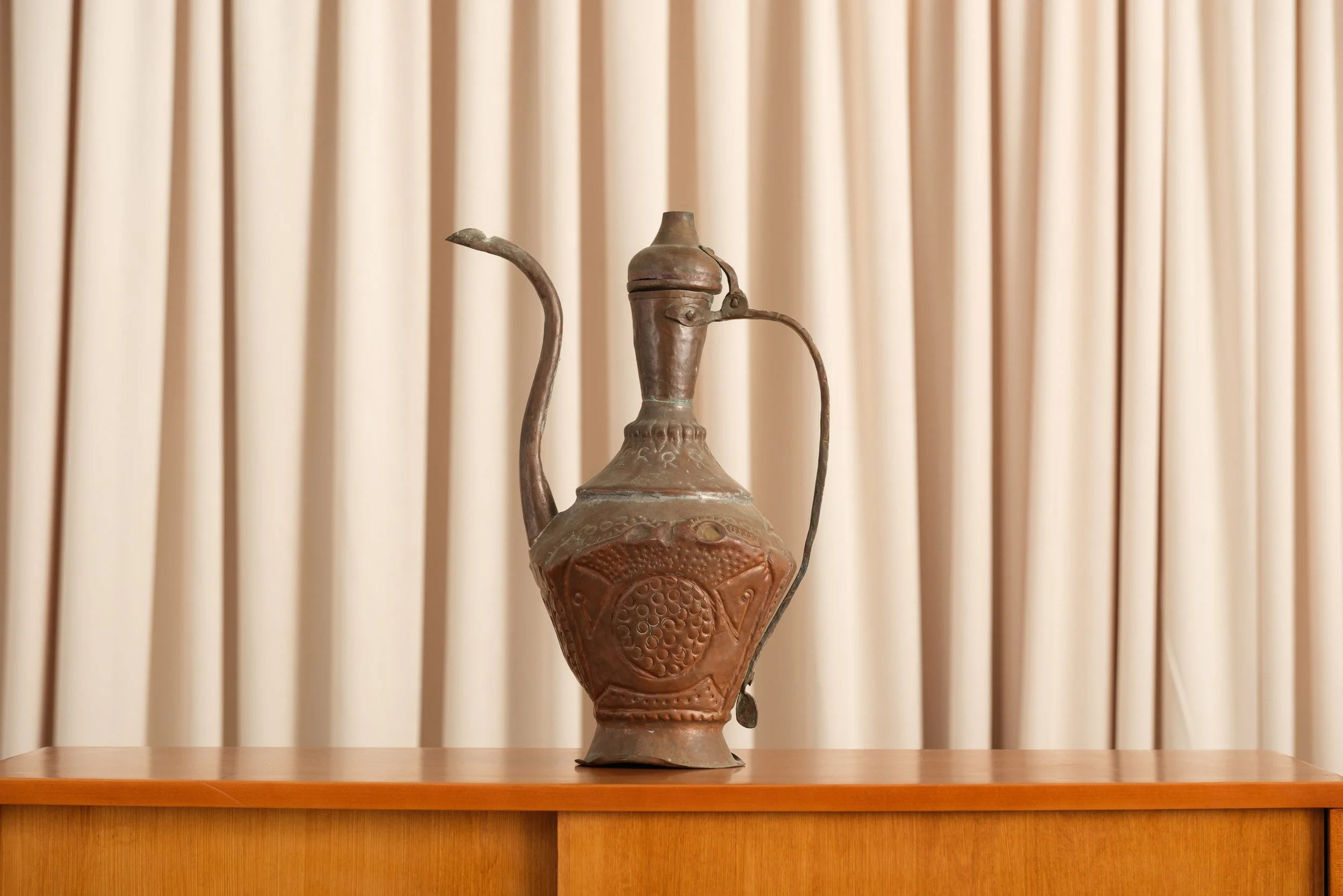 Antique Middle Eastern Copper & Brass Ewer (Aftaba), Early–Mid 20th Century