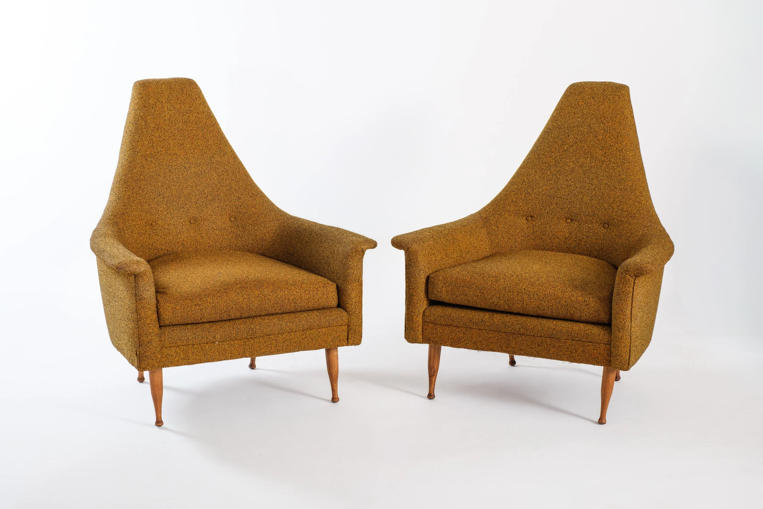 Vintage Pair of Ben Seibel High Back Lounge Chairs, 1960s Mid Century Modern