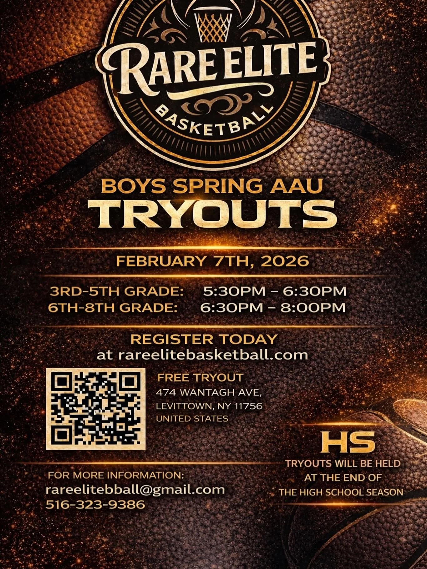 BOYS SPRING AAU TRYOUTS ARE HERE! 🏀

Spring AAU season is loading&hellip;
If your child loves the game, wants to compete, improve, and be part of something special &mdash; this is the moment.

Rare Elite Basketball is bringing together hungry hooper