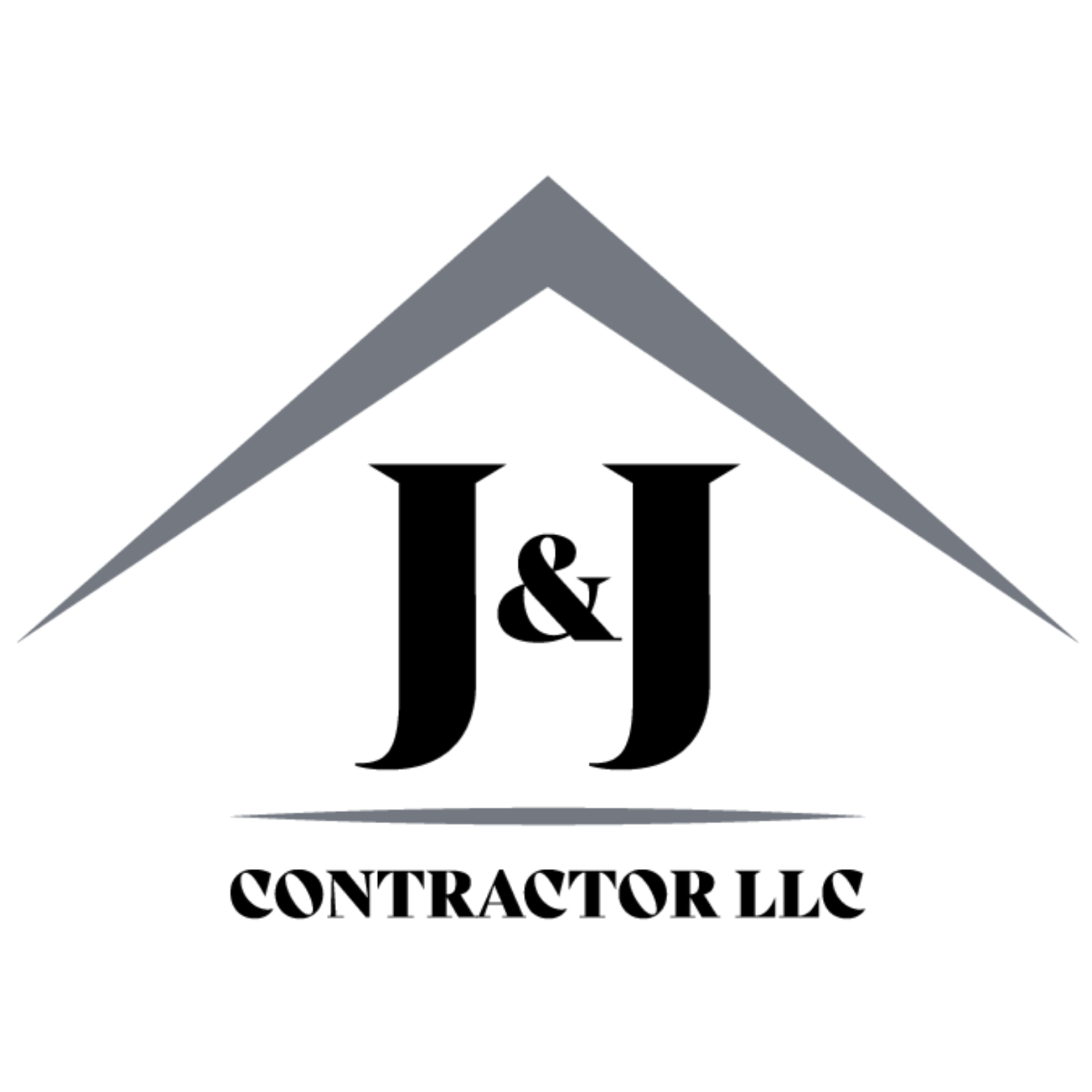 Logo for Contractor LLC featuring a house roof and the initials J & J with the company name underneath.