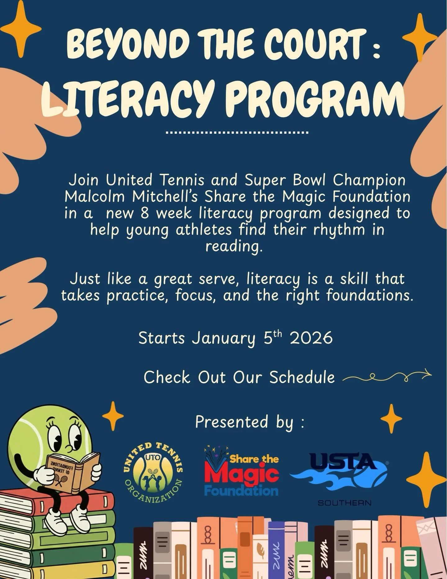 Week 2 of our Beyond the Court Literacy Program is in the books! 📚🎾

We&rsquo;re so proud to continue empowering our students through reading, learning, and teamwork&mdash;on and off the court.

In collaboration with Share the Magic&rsquo;s Foundat