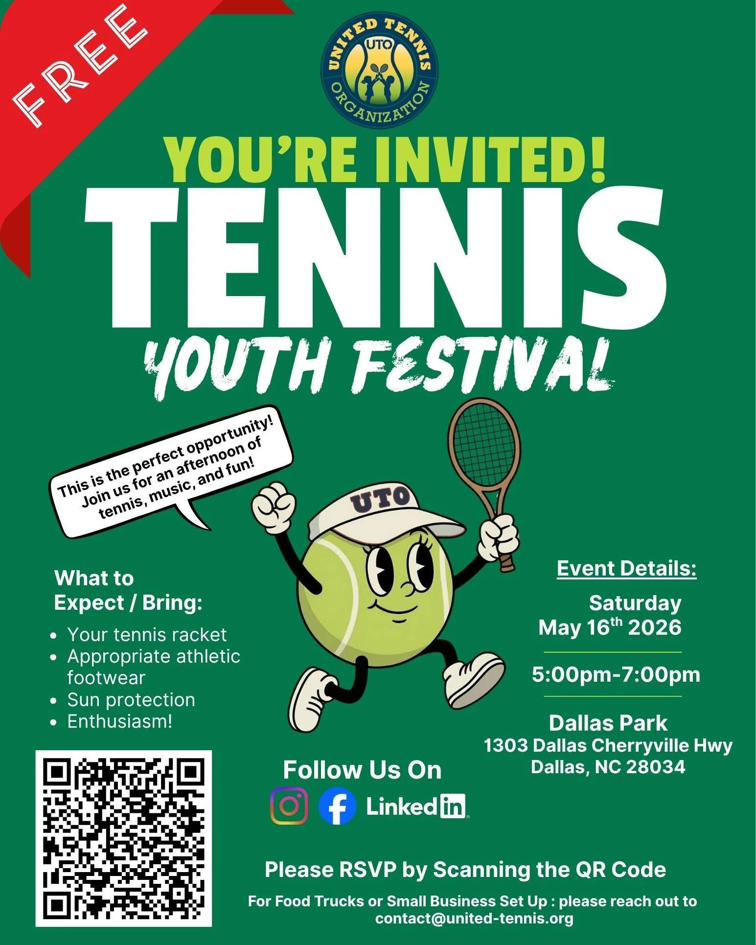 May is National Tennis Month and we are celebrating BIG at Dallas Park! 🎾🔥

Join us for an afternoon of music, movement, and matches at our Tennis Youth Festival!

 Whether your little ones are already swinging like stars or have never picked up a 