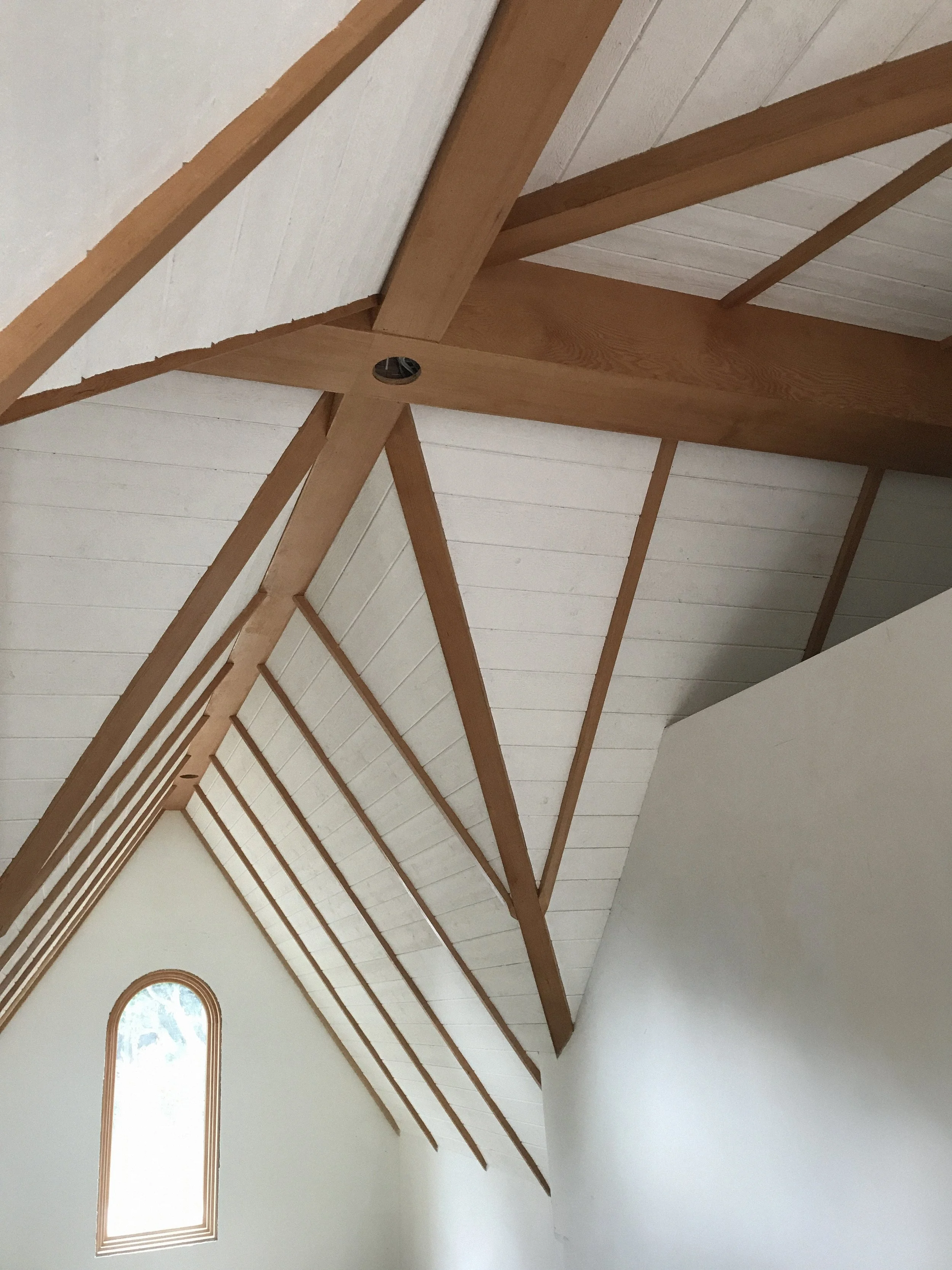 Exposed timber ceiling beams