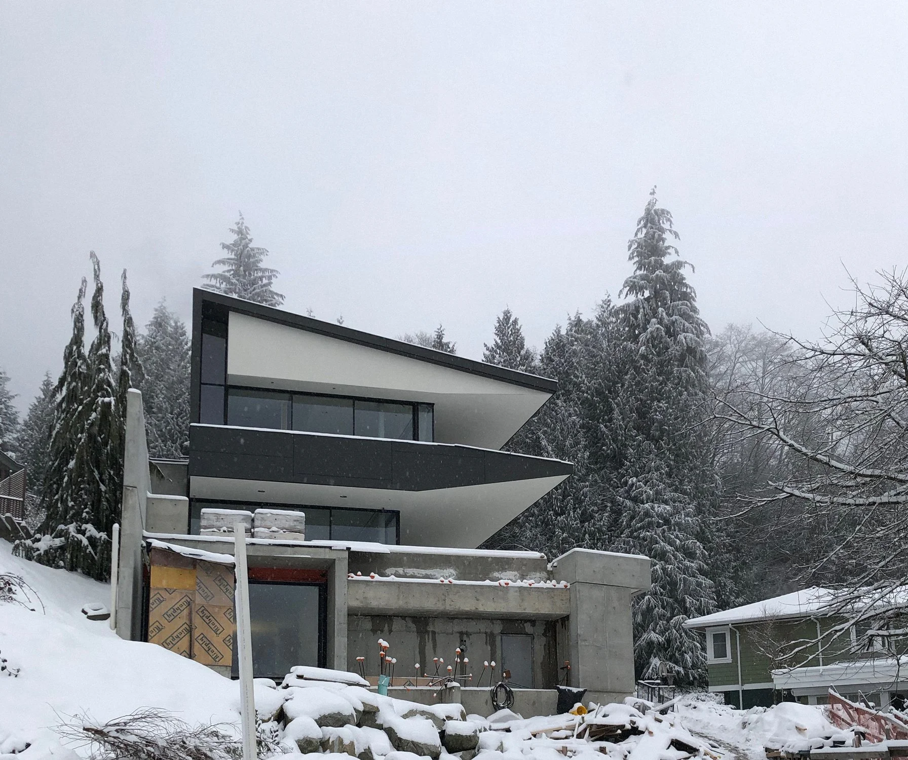 Custom exterior wood decking at modern home in British Properties