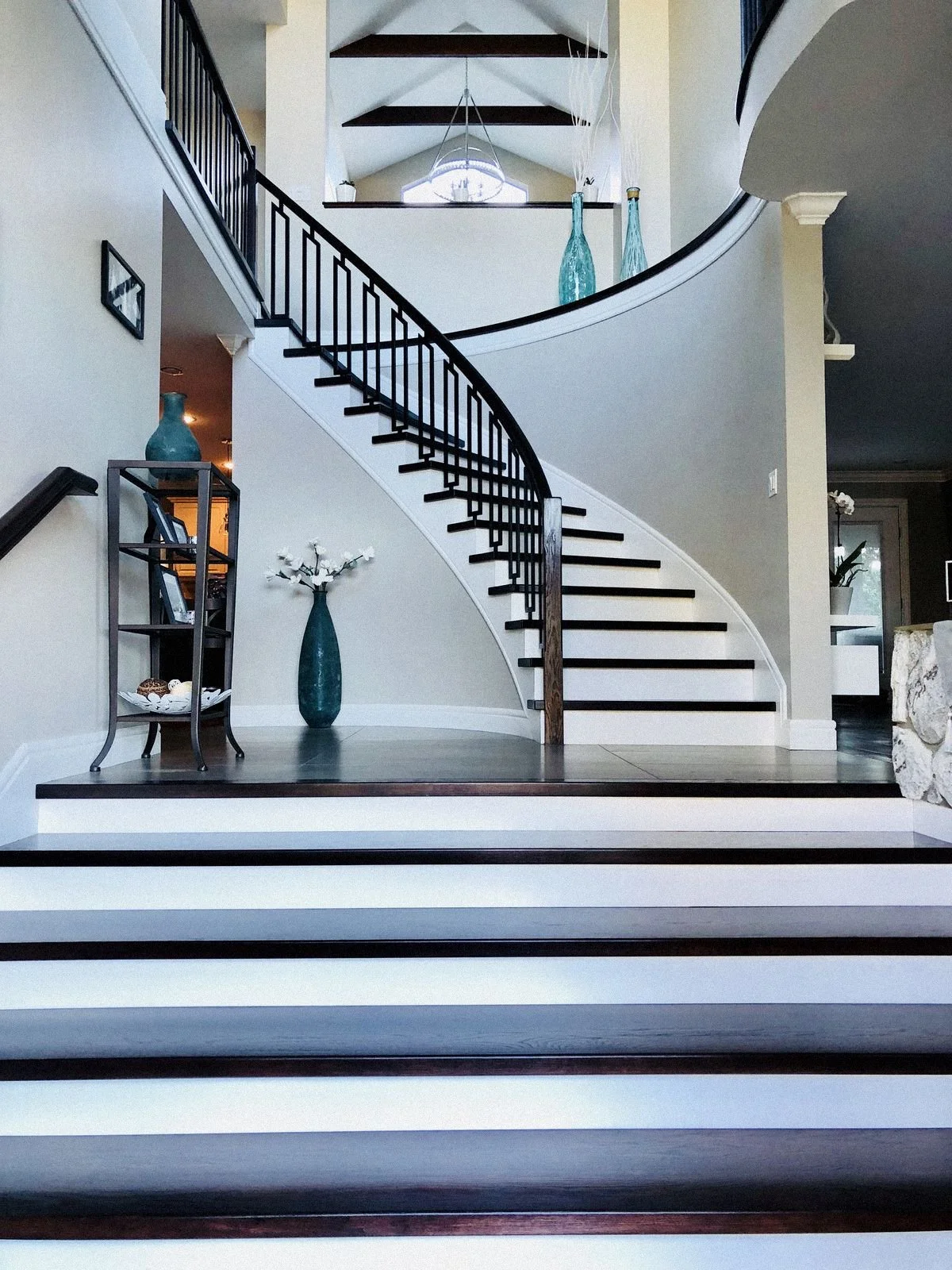 Custom curved staircase in Burnaby residence - luxury stairs Burnaby