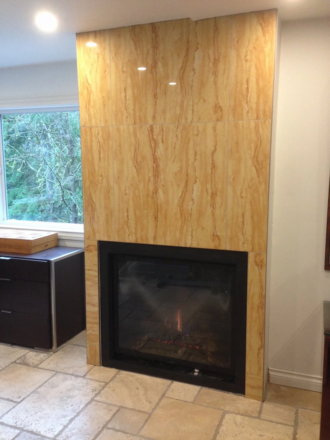 Custom fireplace feature wall with integrated millwork