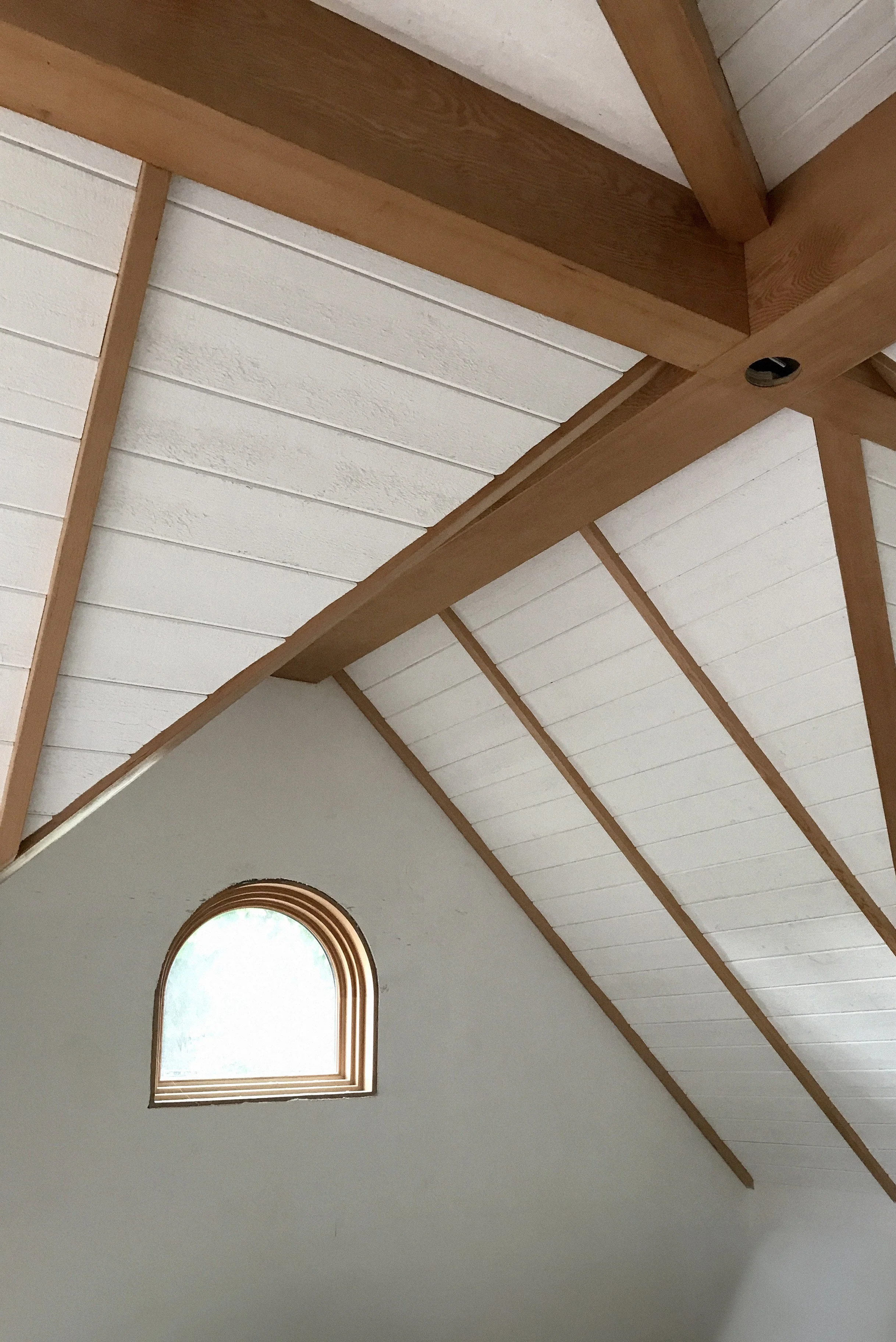 Custom architectural wood ceiling with shiplap panels 2