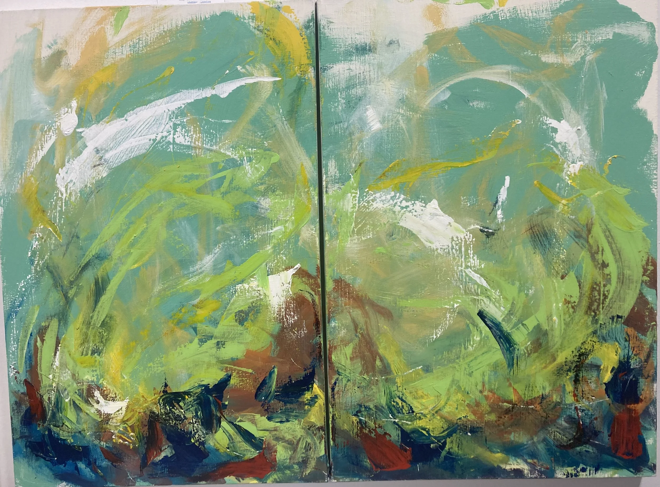 Golfing on a Windy Day - 36" x 48"  oil on canvas