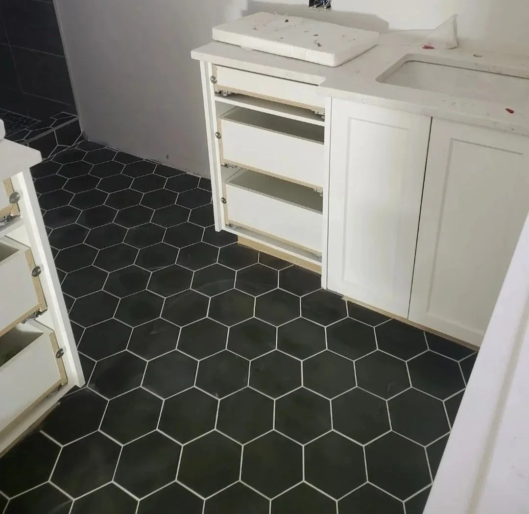 Tile floor installation in Kelowna residential home