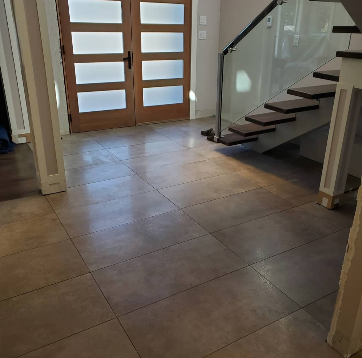 Tile floor installation in Kelowna residential home