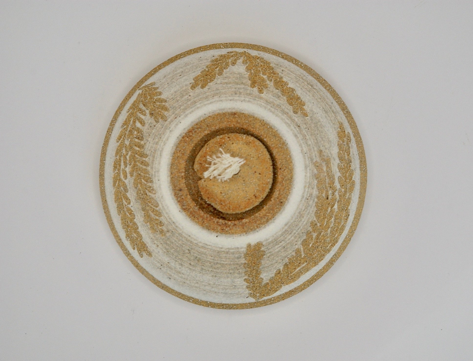 Stoneware Oil Lamp - White Carving
