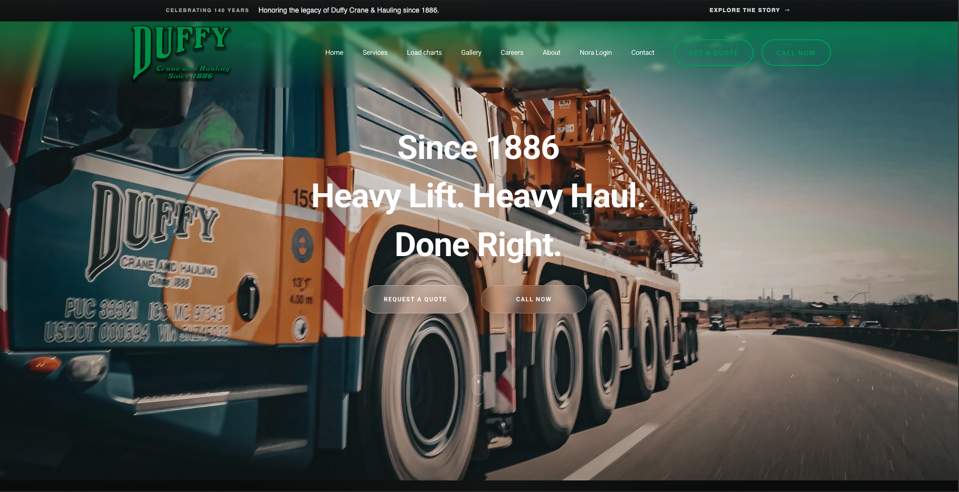 Duffy Crane desktop website