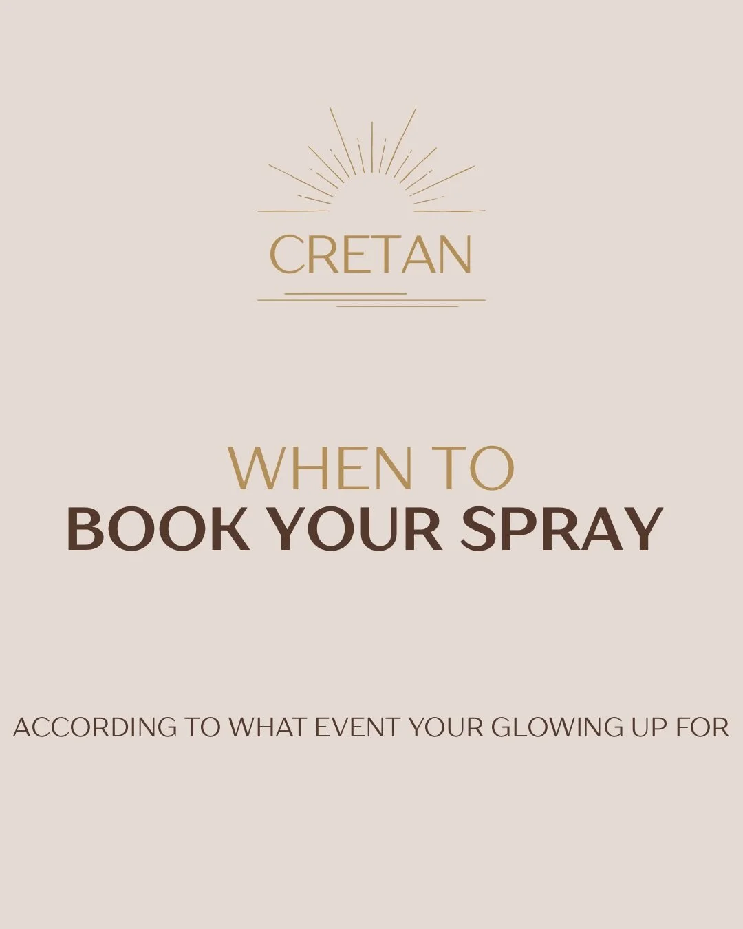 Sometimes approaching a big event it can be overwhelming to figure out what your services schedule looks like. 

Here&rsquo;s a little cheat sheet to help guide planning your glow accordingly ✨ 

#cretanglow #sunlesstanning #nuda #canadianmade #durha