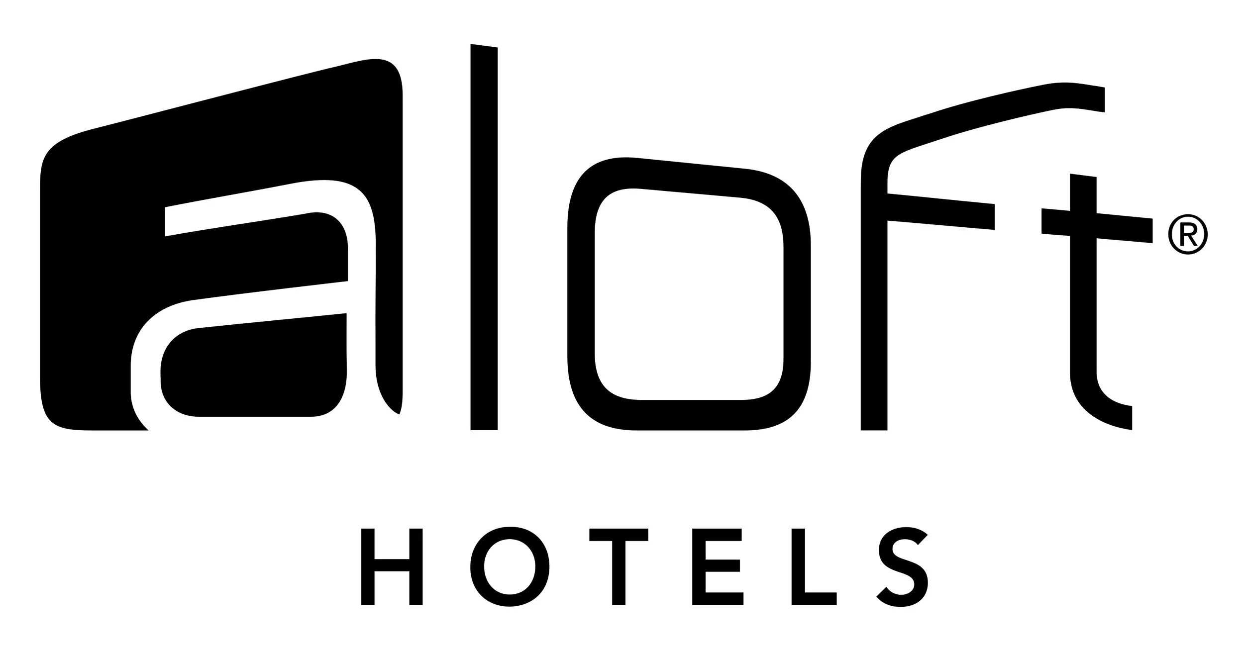 Black and white logo for ballot Hotels with a stylized letter B and the word Hotels underneath.