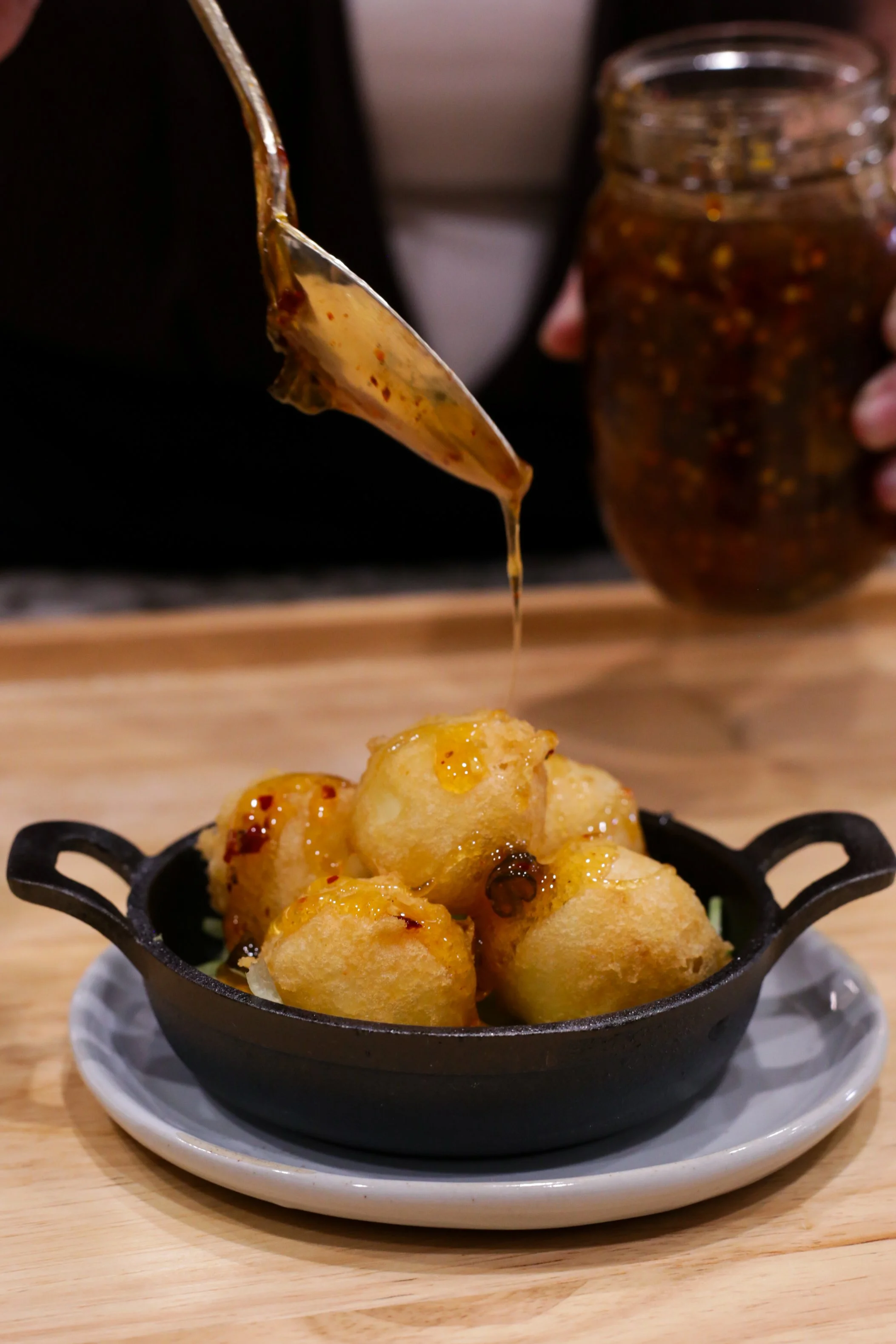 Fried Goat Cheese with Hot Honey