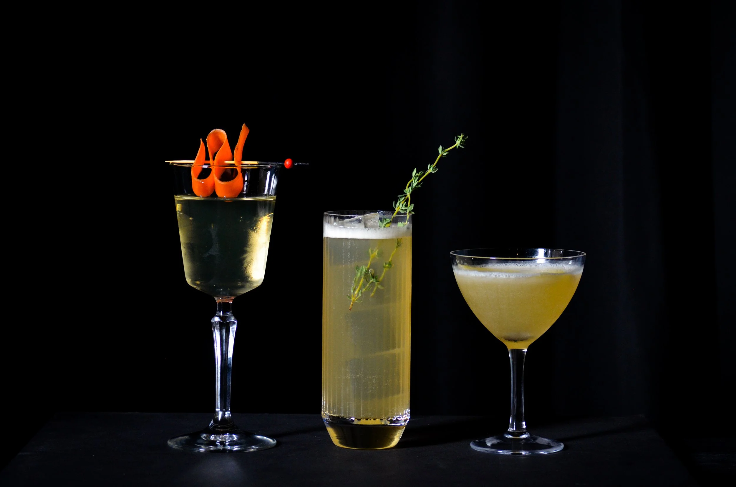 Golden Burrow Punch, Peach Thyme Shrub, & Bees Knees