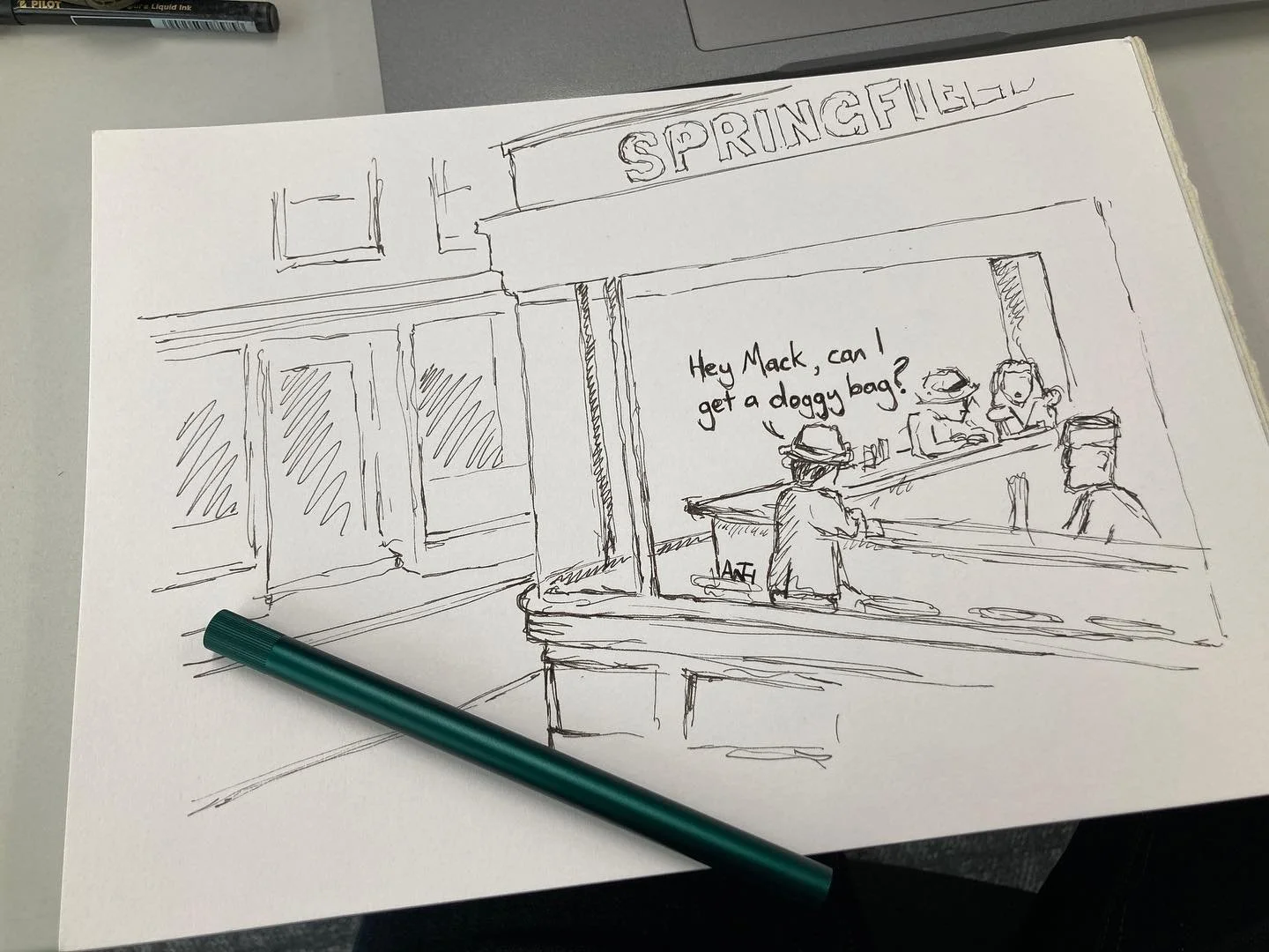 With apologies to Edward Hopper&hellip;.(Though the insanity of Trump warrants it). Tempted to title this &lsquo;Shitehawks&rsquo; in his honour (of you Don&rsquo;t know it the excellent original is called Nighthawks). #springfield #theyeatdogsdontth