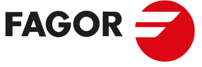 FAGOR logo with black text and a red circle with three black stripes