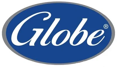 The Globe logo with white text on a blue background and an oval shape.