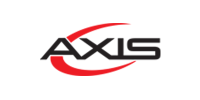 Logo of AXIS with stylized text and a red curved line.