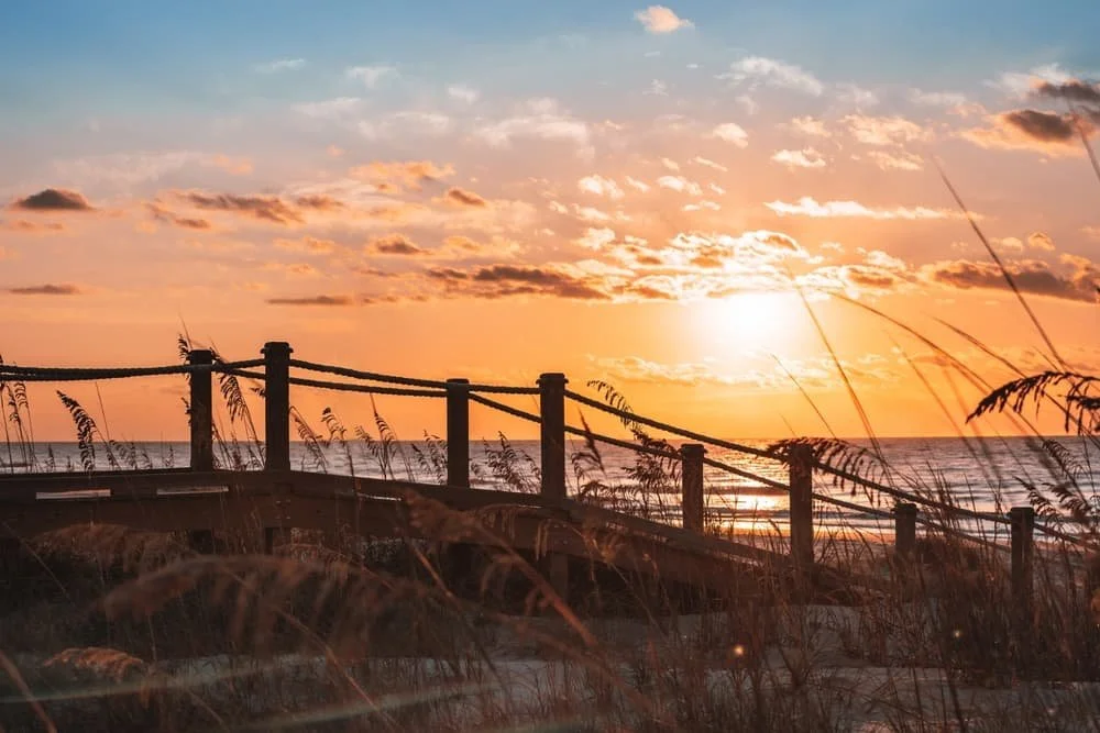 Sun setting over a beach
