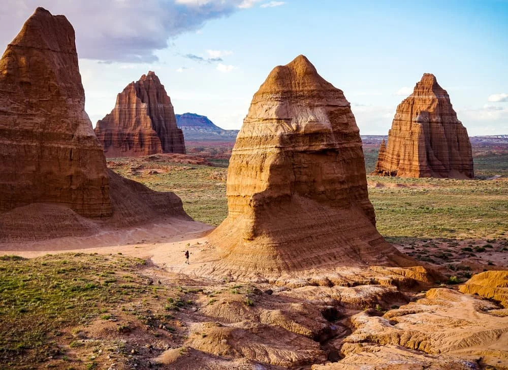 Huge mesas on a grassy landscape