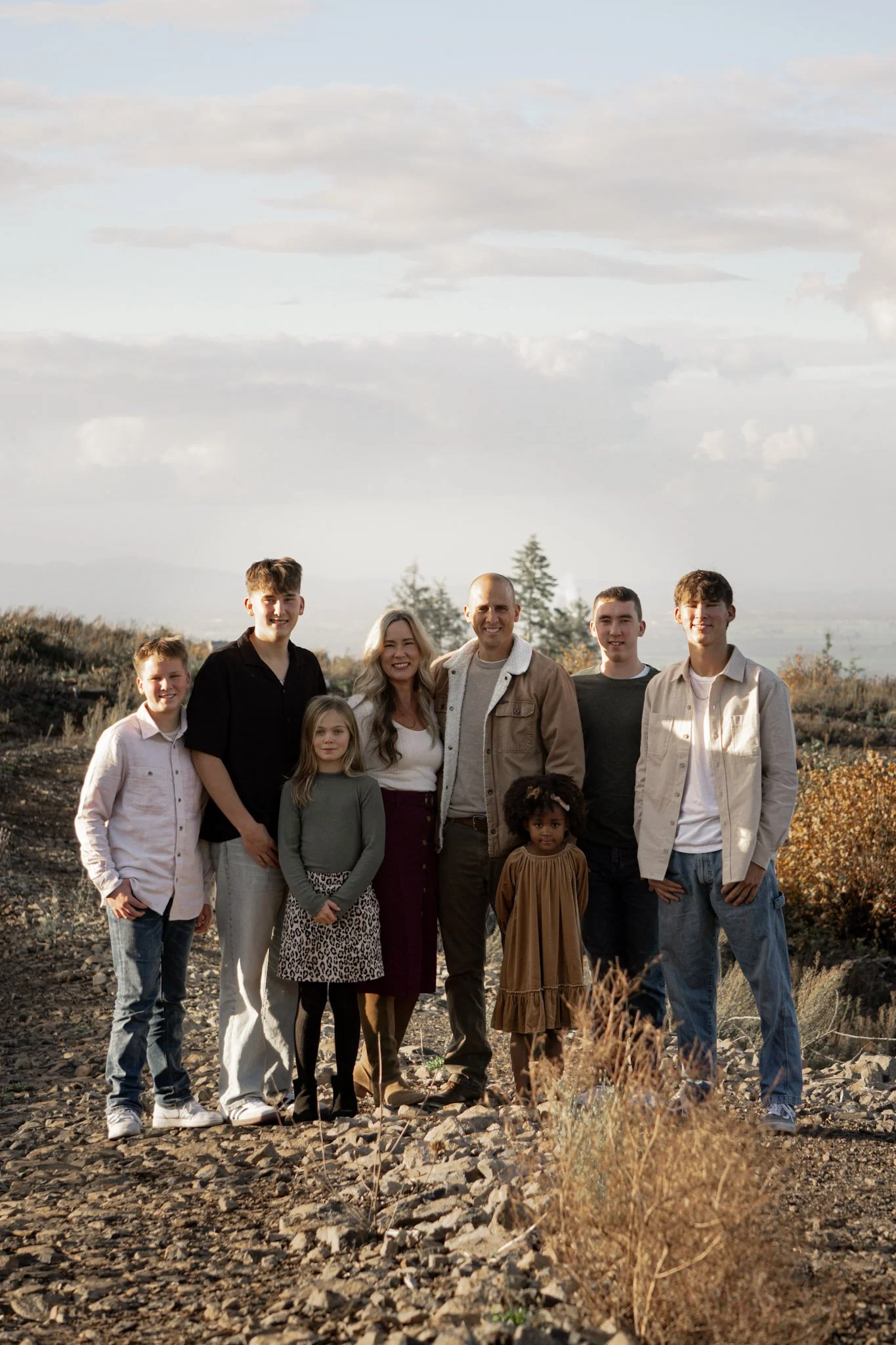 Family portrait at sunset