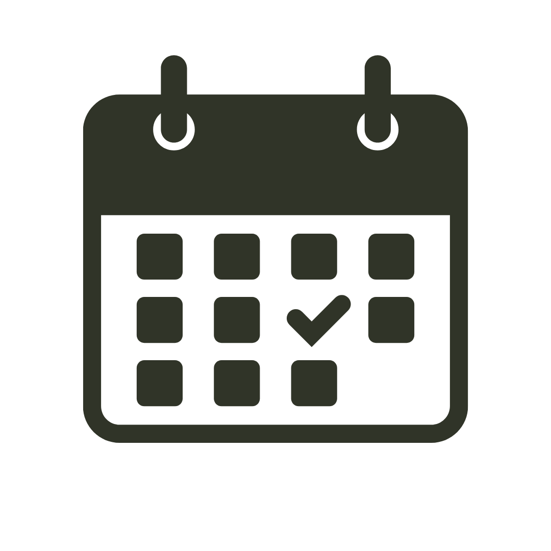 Icon of a calendar with a checkmark on one date.