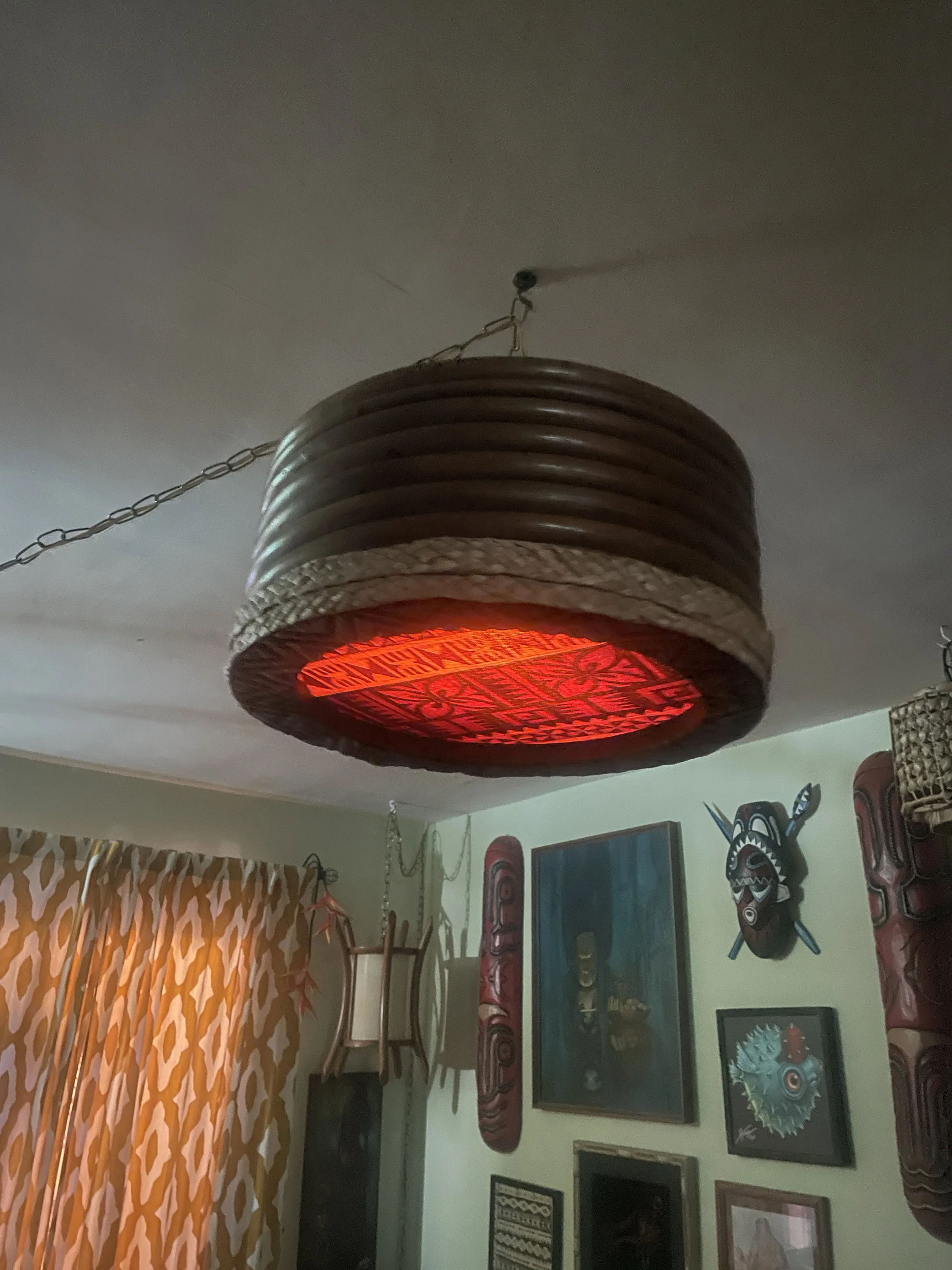 Stacked Rattan Swag Lamp