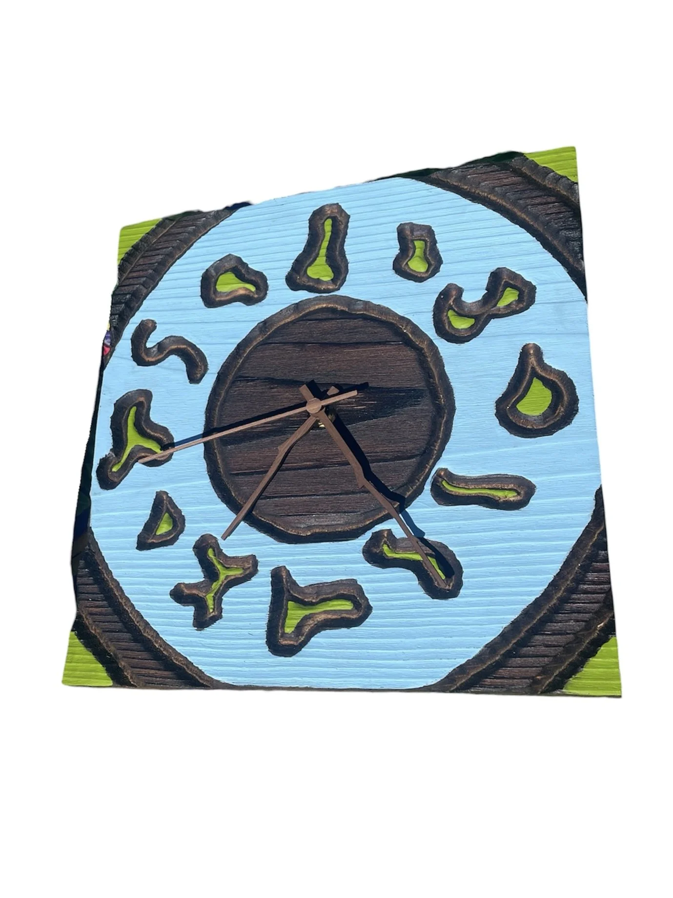 Carved & Painted Wooden Tiki Clock - Oceanic Island Style