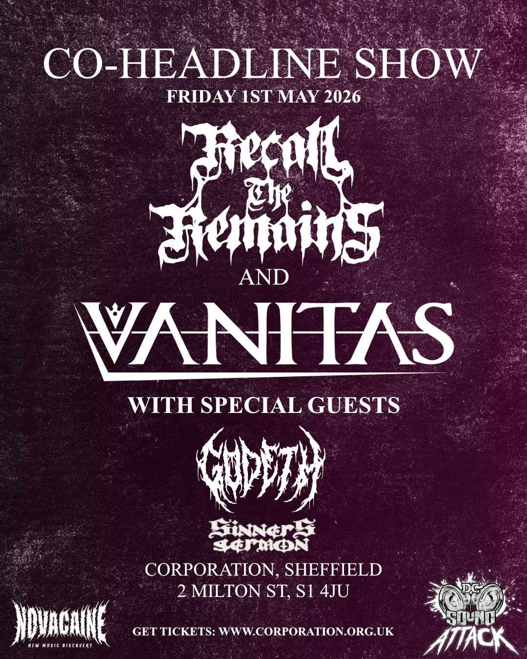 CO-HEADLINE SHOW: RECALL THE REMAINS + VANITAS