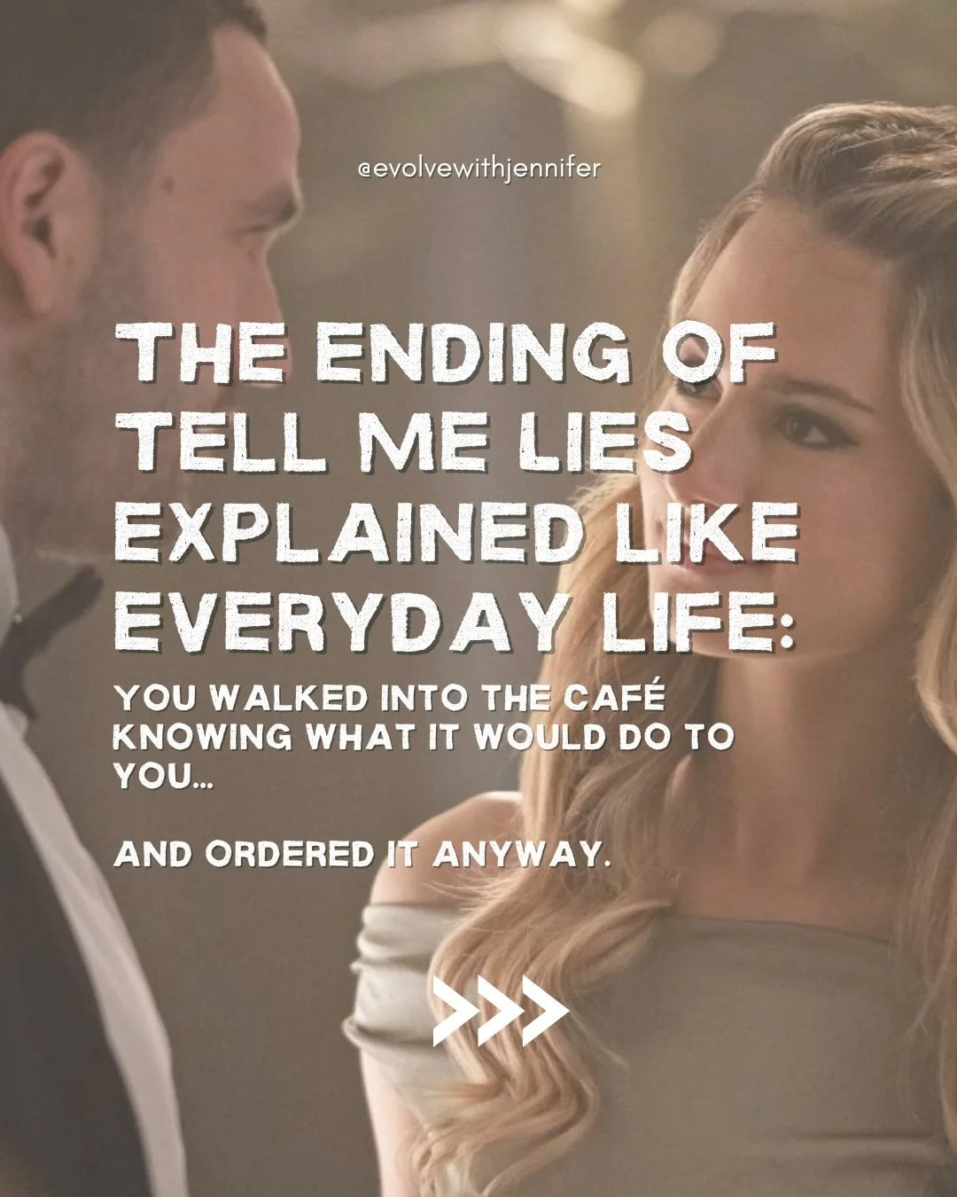 The ending of Tell Me Lies wasn&rsquo;t romantic &mdash; it was a trauma bond on autopilot.

When chaos feels familiar, your nervous system confuses intensity with connection. That&rsquo;s not chemistry. That&rsquo;s conditioning.

If this made you u